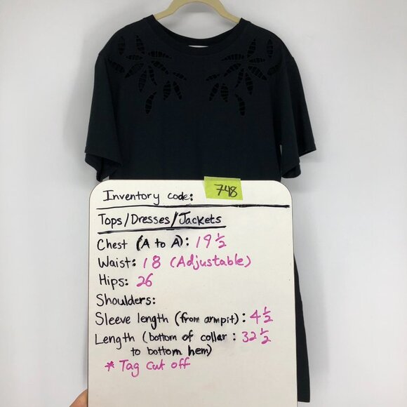 See by Chloe Black T-Shirt Mini Dress eyelets detailing & drawstring waist - Picture 13 of 15